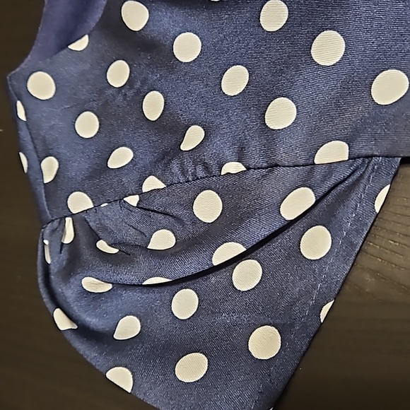 Altar'd State blue polkadot dress with circular back opening amf high neckline - Picture 5 of 7